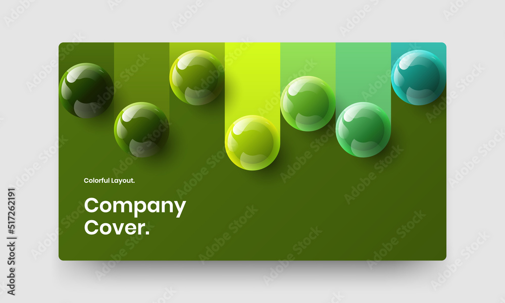 Amazing 3D spheres site screen template. Abstract company brochure design vector illustration.