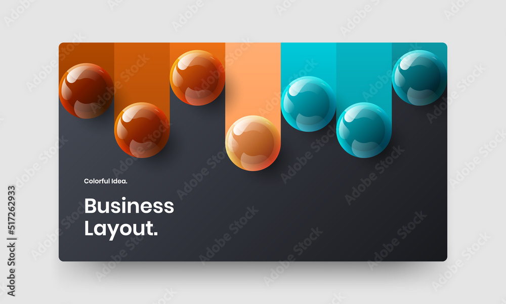 Modern company cover vector design illustration. Amazing 3D spheres site template.