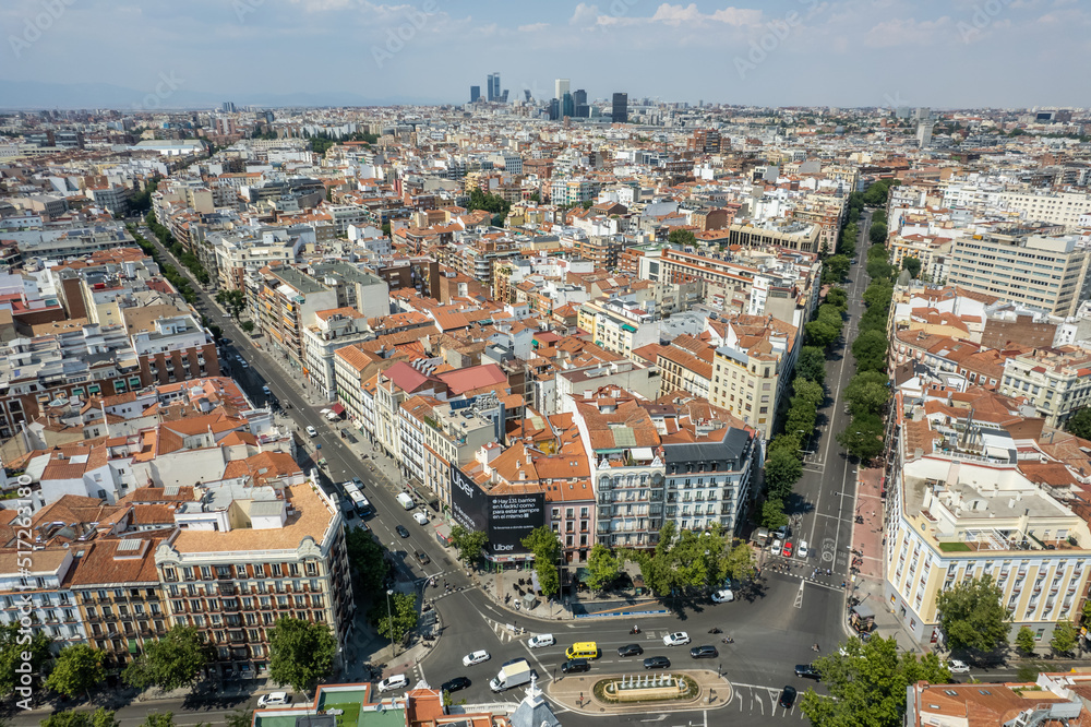 Aerial view of the city of Madrid, Spain.