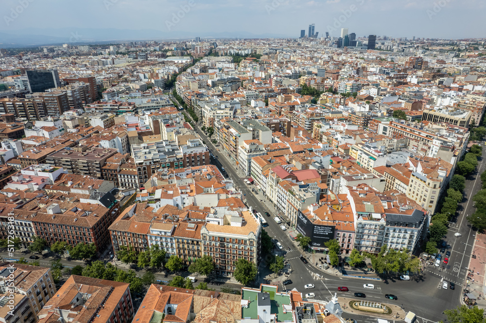 Aerial view of the city of Madrid, Spain.