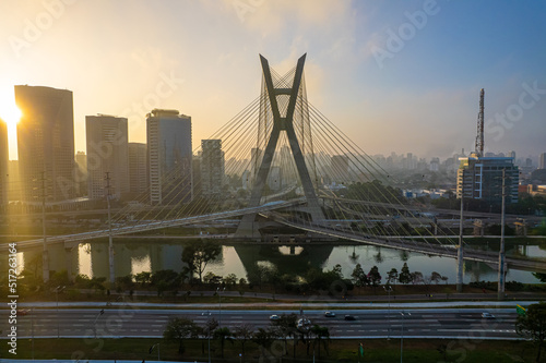 Octavio Frias de Oliveira Bridge in Sao Paulo, Brazil, South America.