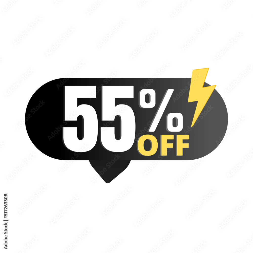 55% flash offer, super black discount icon, Vector illustration, Fifty-five 55% flash offer, super black discount icon, Vector illustration, Fifty-five