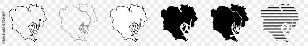 Borderless Map Tokyo Tokyo Map Black | Japanese Capital Town Border | Japan City ...