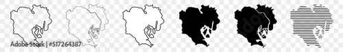 Tokyo Map Black | Japanese Capital Town Border | Japan City | Transparent Isolated | Variations