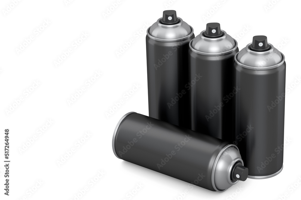 Set of spray paint cans isolated on white background. Spray bottle and dispenser Set of spray paint cans isolated on white background. Spray bottle and dispenser