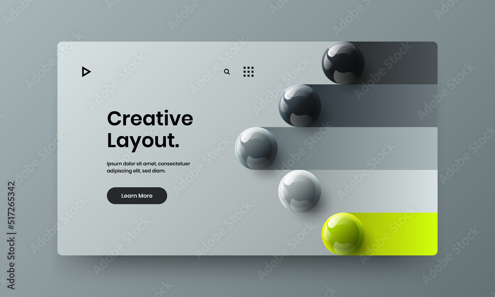 Isolated 3D spheres book cover layout. Bright landing page vector design illustration. Isolated 3D spheres book cover layout. Bright landing page vector design illustration.