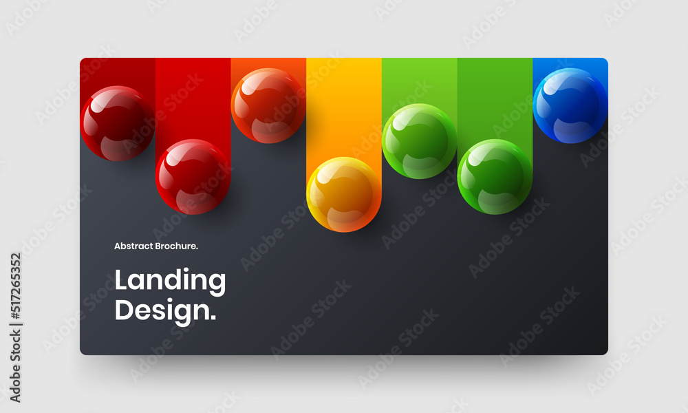 Simple web banner vector design concept. Original 3D spheres company brochure illustration.