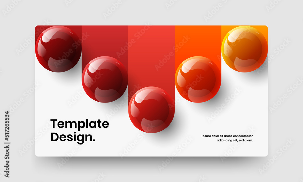 Original company brochure vector design illustration. Vivid 3D spheres book cover template.
