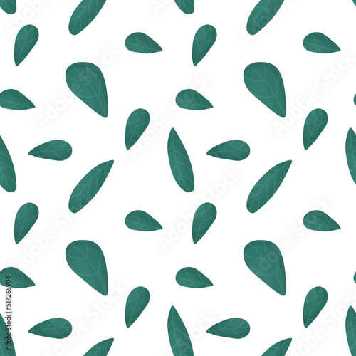 Cartoon leaves seamless pattern on white