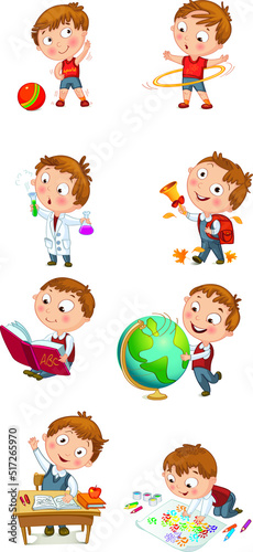 kids dream vertical illustrations school student cartoon school gate learning