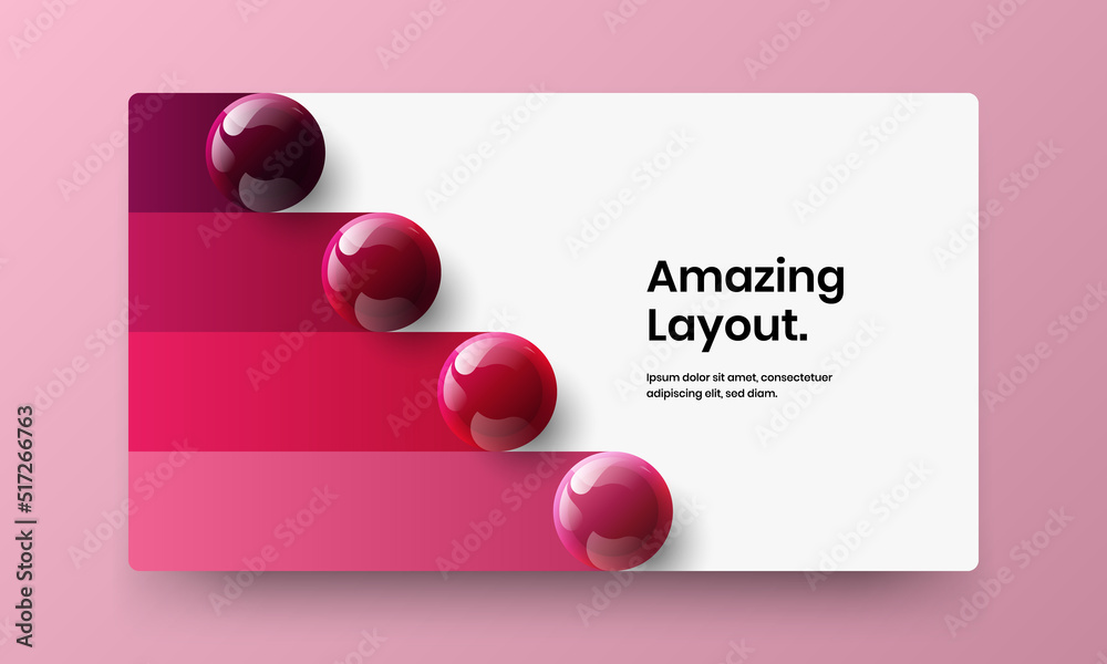 Amazing company identity design vector template. Fresh realistic balls pamphlet layout.