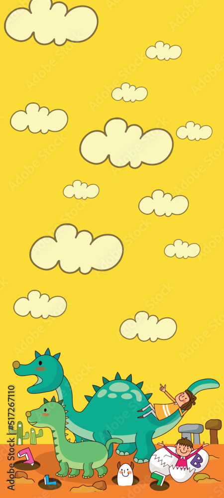 Obraz premium kids dream vertical illustrations school student cartoon school gate learning