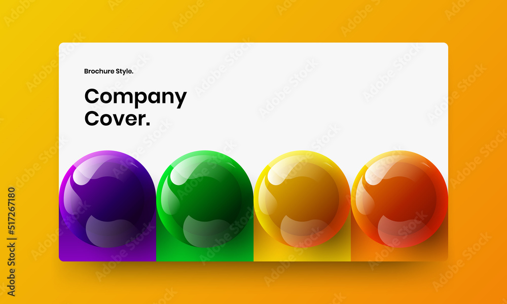 Fresh realistic balls website illustration. Amazing corporate cover vector design layout.