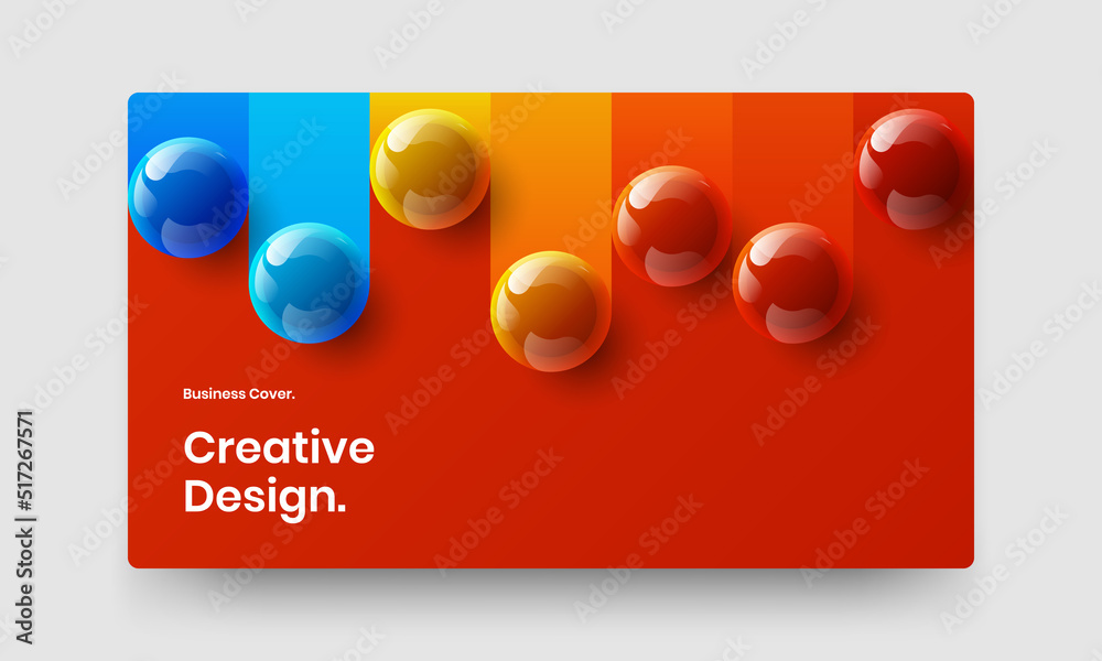 Trendy 3D spheres website screen concept. Premium corporate cover design vector template.