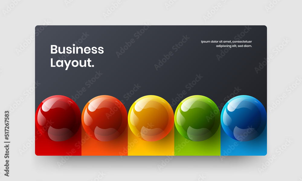 Simple realistic balls annual report illustration. Clean placard design vector template.