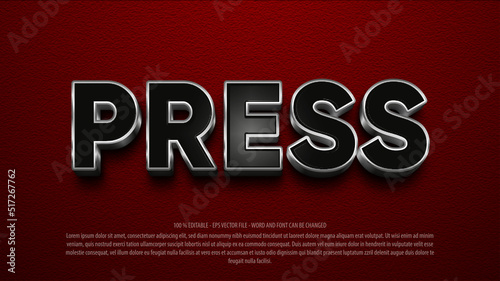 Press 3d style editable text effect