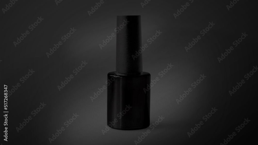 Obraz premium 3D illustration. Black nail polish bottle isolated on black background