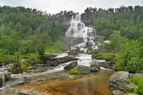 Tvindefossen  -  waterfall in Voss Municipality in Vestland county, Norway.  photo