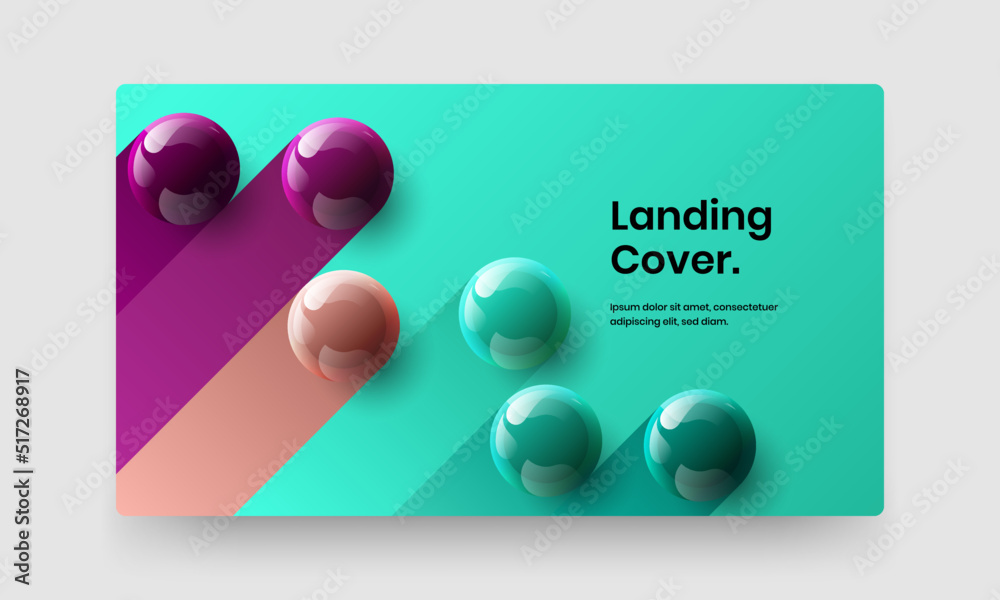 Clean poster design vector template. Premium realistic balls magazine cover layout.