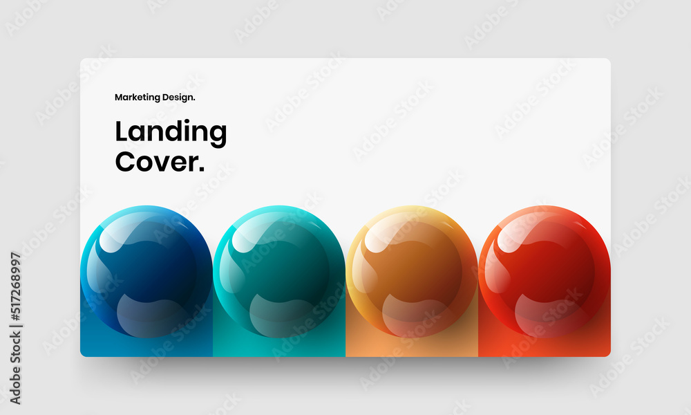 Vivid annual report design vector layout. Premium 3D balls presentation template.