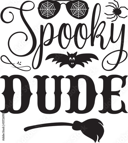 spooky dude - Halloween decent hand lettering. Vector illustration of a witch on white background. The design concept for party invitations, greeting cards, and posters. Vector illustration.