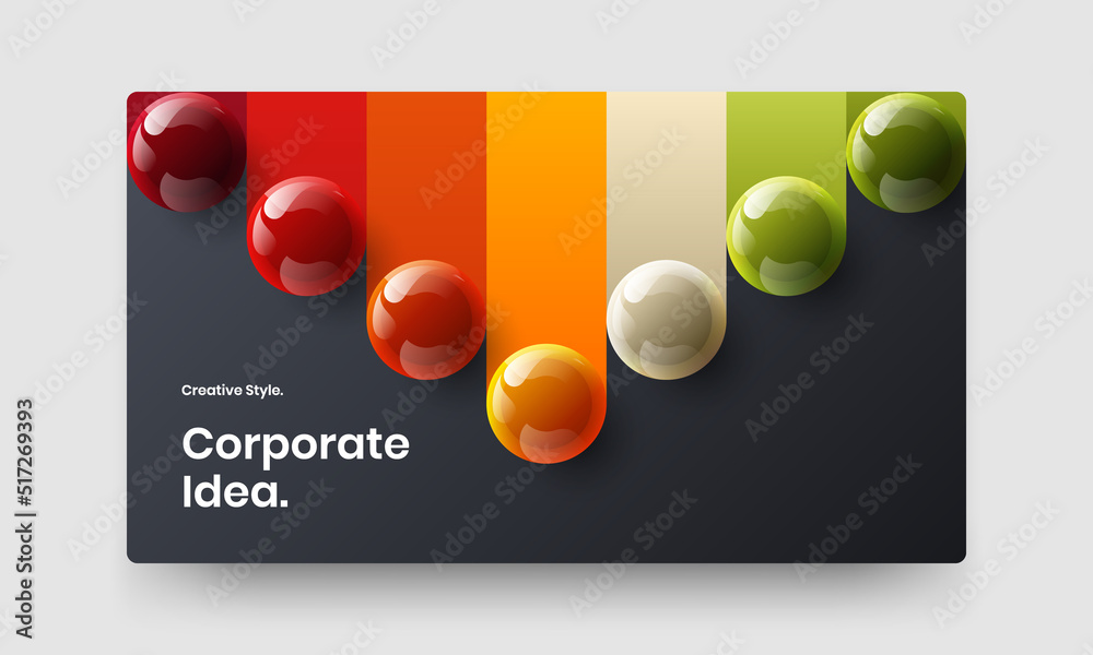 Colorful 3D balls pamphlet illustration. Abstract magazine cover vector design template.