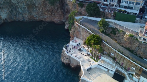 Top aerial view of island cliff in Antalya, Turkey