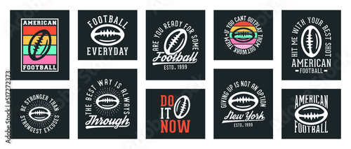 collection of ten vector american football t-shirt design, american football  t-shirt design set, vintage american football  t-shirt design collection, typography american football  t-shirt collection