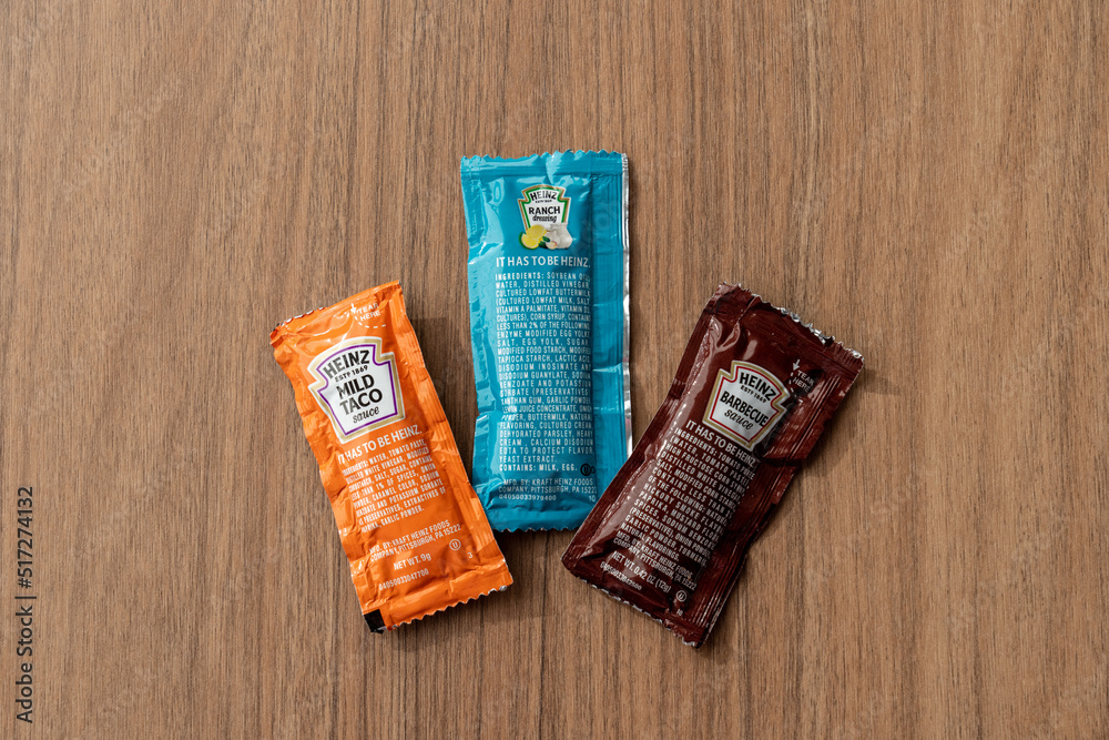 Colorado Springs, CO July 6, 2022 Heinz sauce packets are available