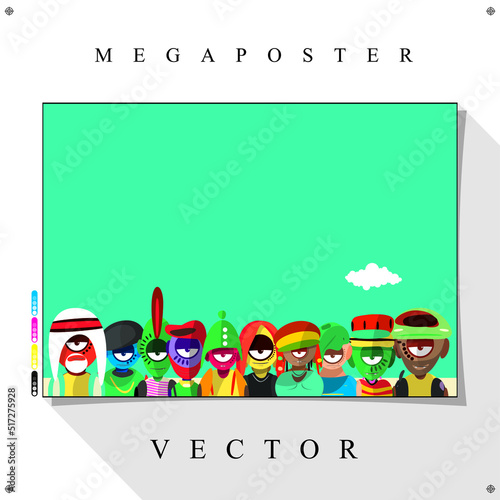 Desenho de personagens cómicos Coloridos em Vetor para Poster
