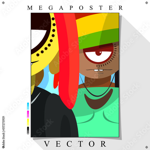 Desenho de personagens cómicos Coloridos em Vetor para Poster