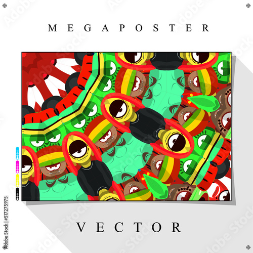 Desenho de personagens cómicos Coloridos em Vetor para Poster