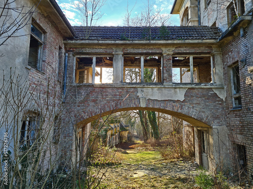 View of an old dilapidated villa