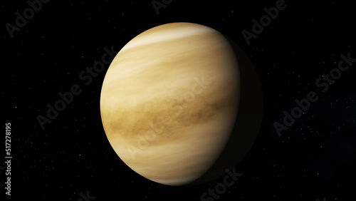 Planet Venus. Realistic 3D render of Venus and stars.