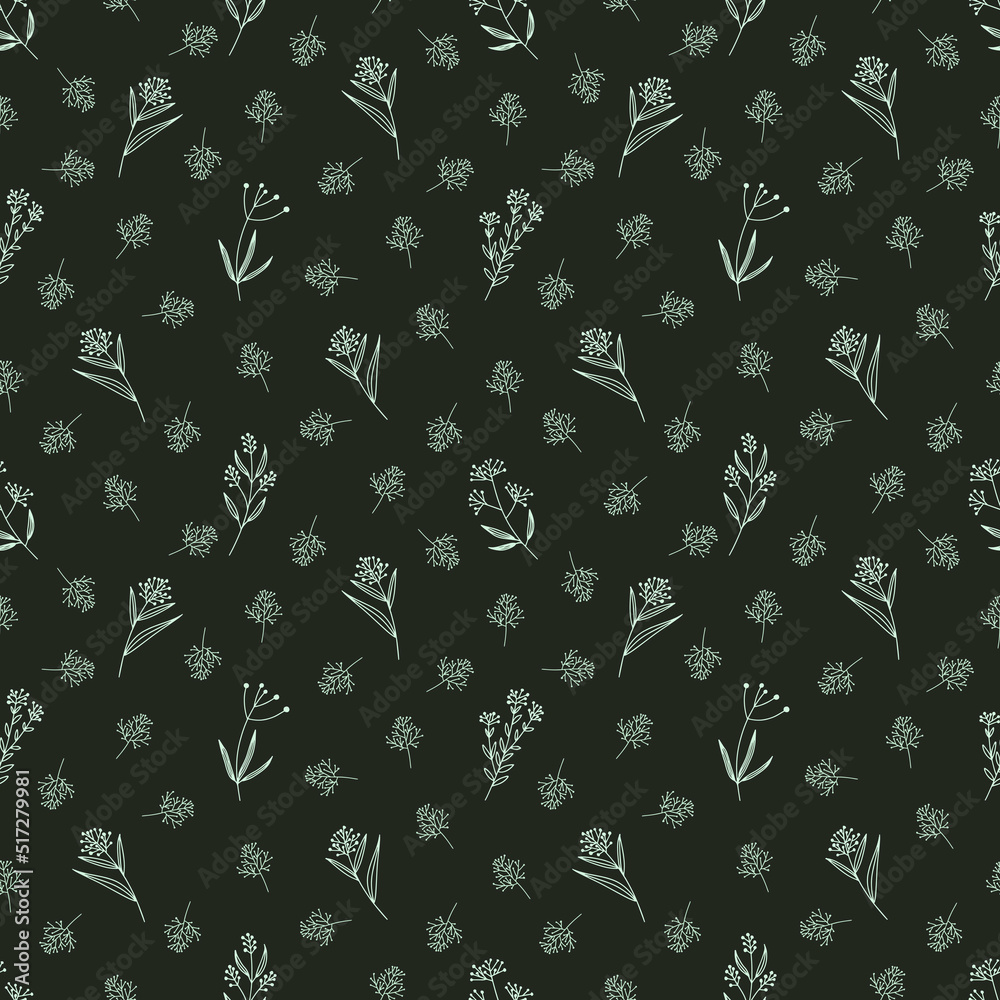 Seamless spring pattern with flowers in line art style. Seamless spring pattern with flowers in line art style.