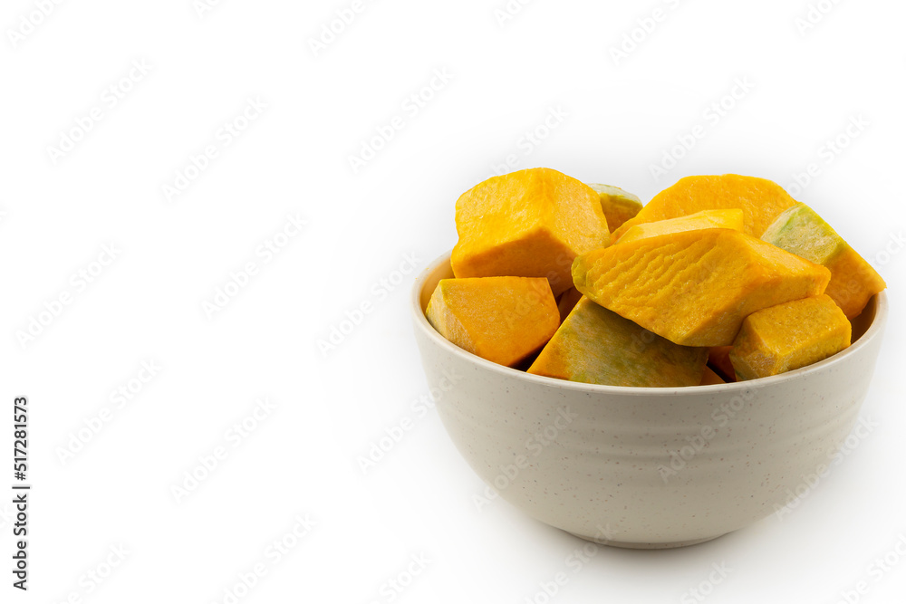 Sliced pumpkin isolated on white background. Sliced pumpkin isolated on white background.