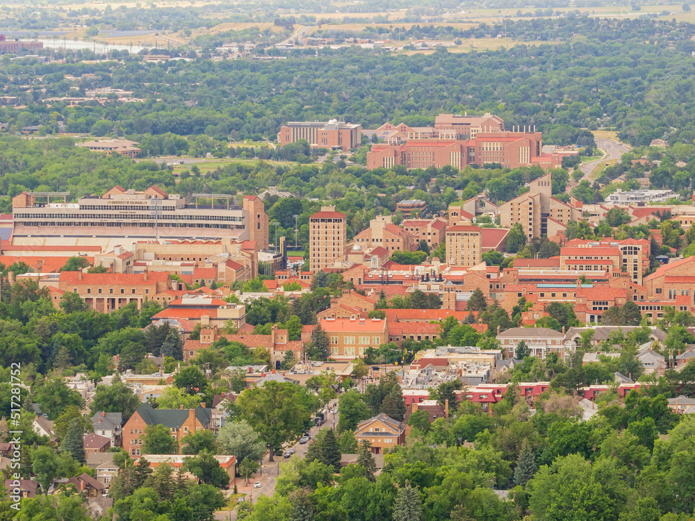 Fototapeta premium Aerial view of the University of Colorado Boulder