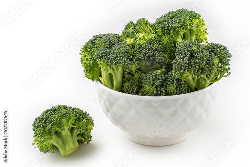 Broccoli pieces isolated on white background.