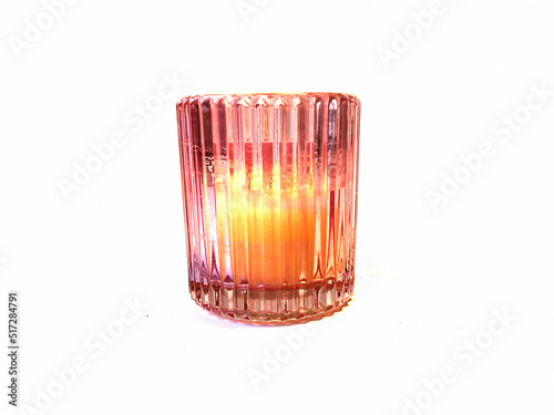 Candles on a white background. Scented candle holder. scented candle in glass