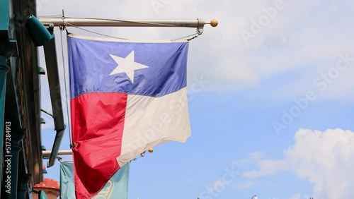 Close up shot of the Teas flag in the Fort Worth Stock Yards