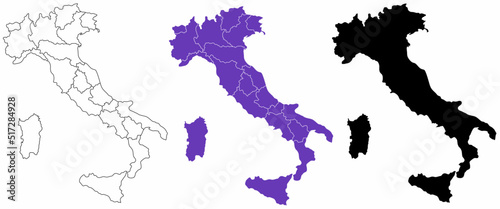 Italian Republic blank map set
