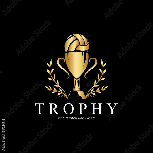 victory trophy logo design  competition award icon vector