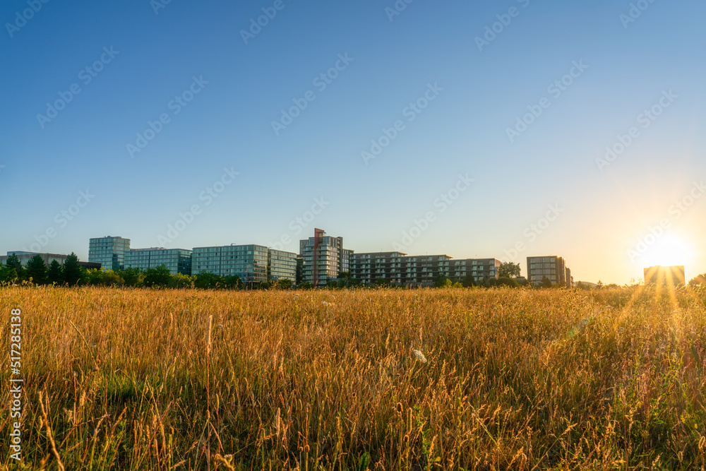 Milton Keynes city at sunrise. England