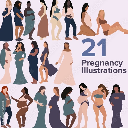 Pregnancy vector illustrations, empowering pregnant women