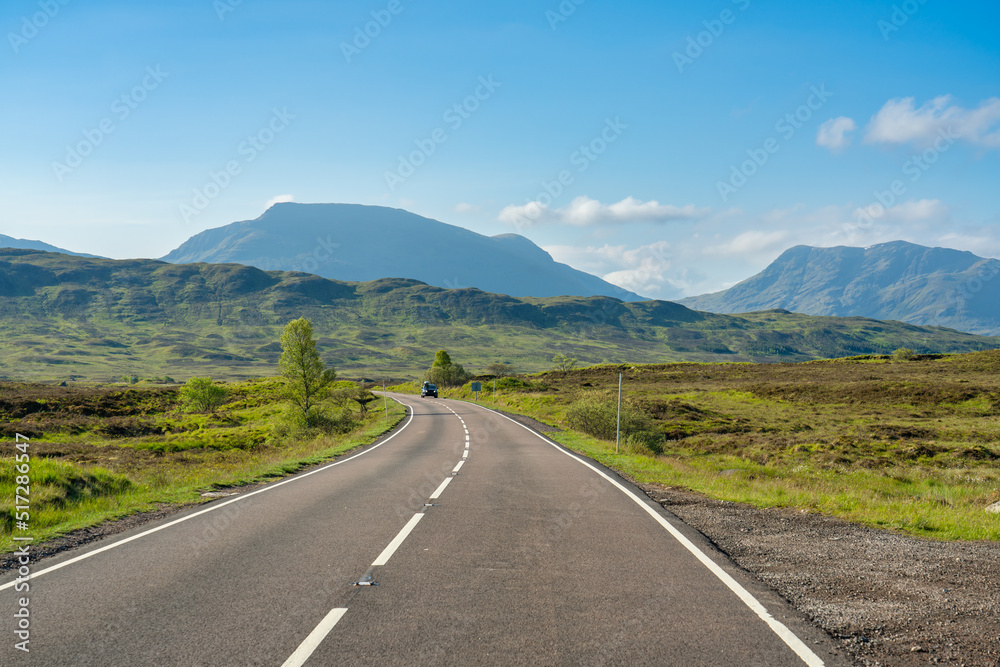 Route A82 in Scottish Highlands near Rannoch Moor Viewpoint