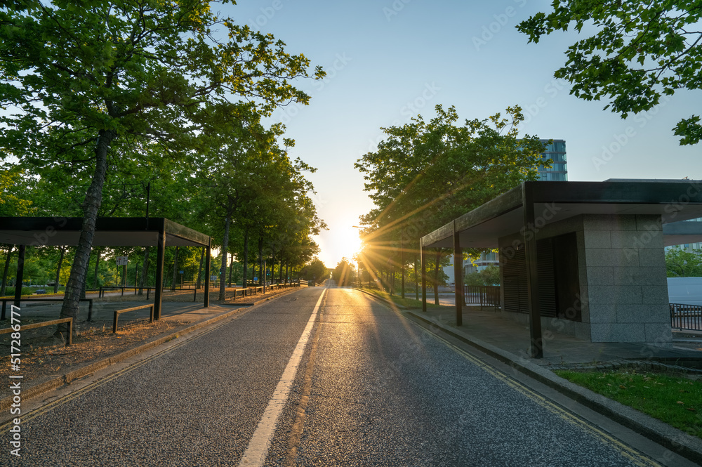 Midsummer boulevard at sunrise in Milton Keynes. England Midsummer boulevard at sunrise in Milton Keynes. England