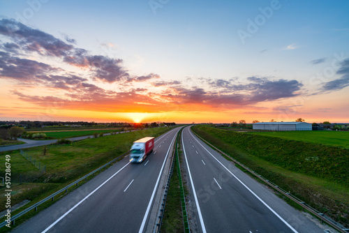 Expressway S3 road at sunset in Poland
