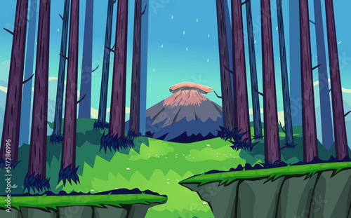 Seamless cartoon nature landscape , game background vector , game design asset