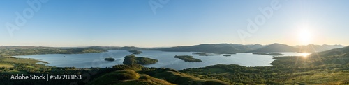 Loch Lomond panorama at sunset in Scotland 