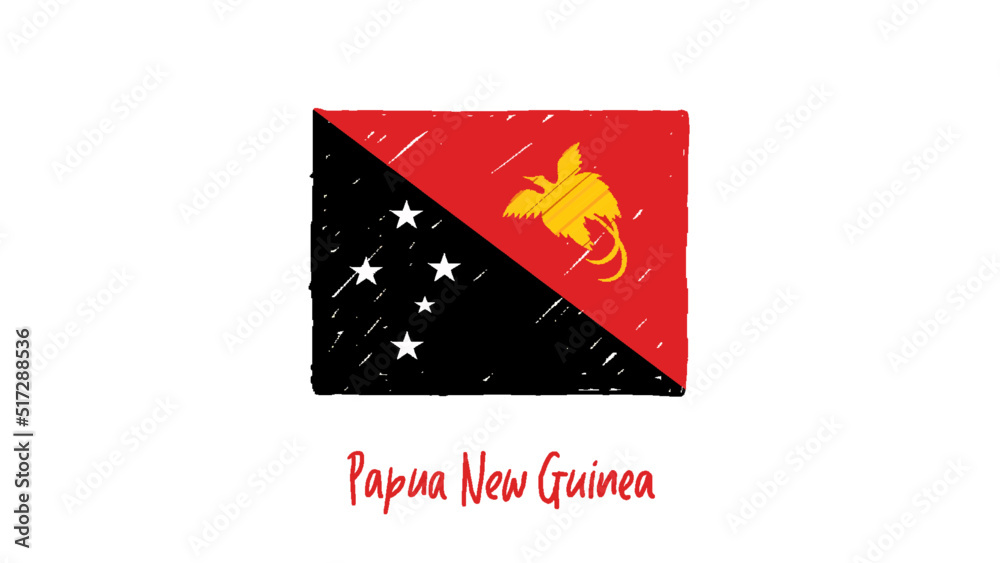 Papua New Guinea Flag Marker or Pencil Sketch Illustration Vector